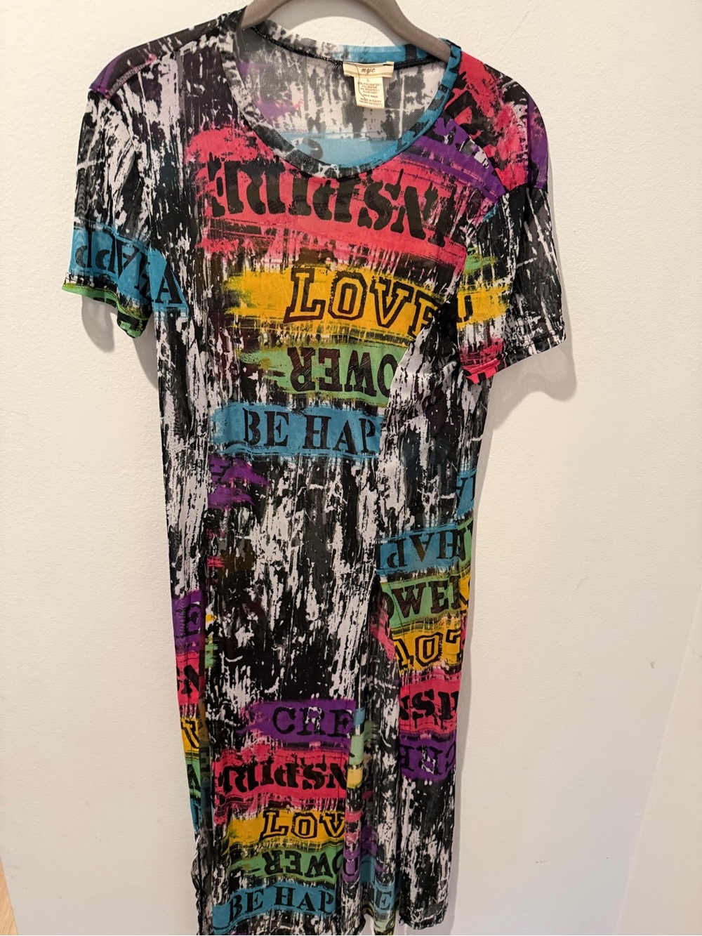 NYC Sheer Mesh Graffiti Dress